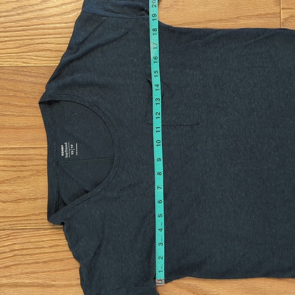 Old Navy blue linen-blend boyfriend t-shirt with pocket oversized women's XS - Picture 2 of 7